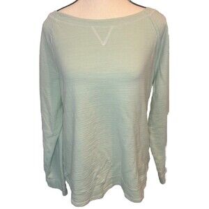 T by Talbots GREEN Knit Long Sleeve Crew Neck Top UPF 50+ Activewear Sz Large